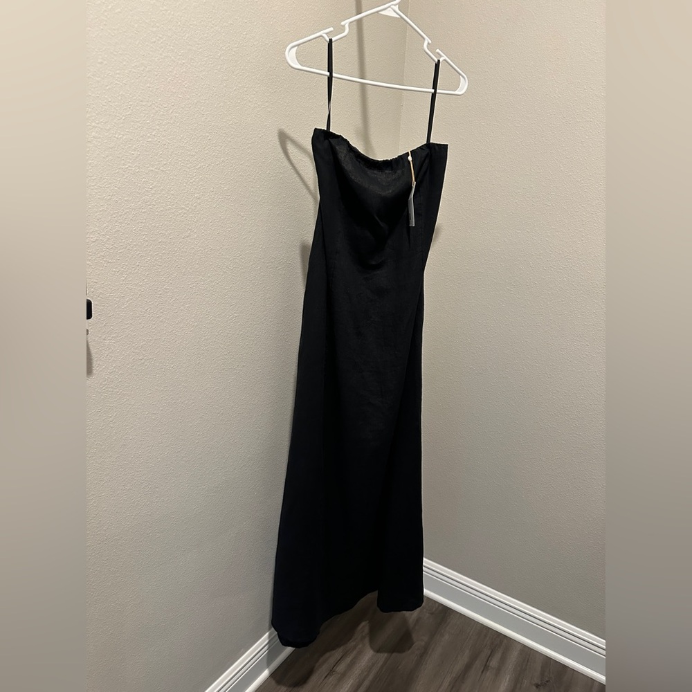 Quince Black Strapless Slip Dress